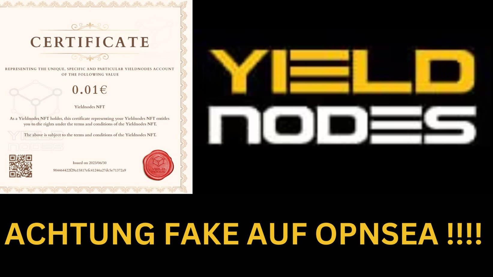 Yieldnodes NFT - Achtung Scam auf opensea width=